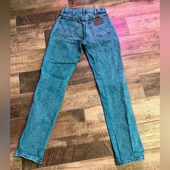 Vintage Wrangler Teal Acid Wash Jeans size 7 L 34 - Picture 4 of 8